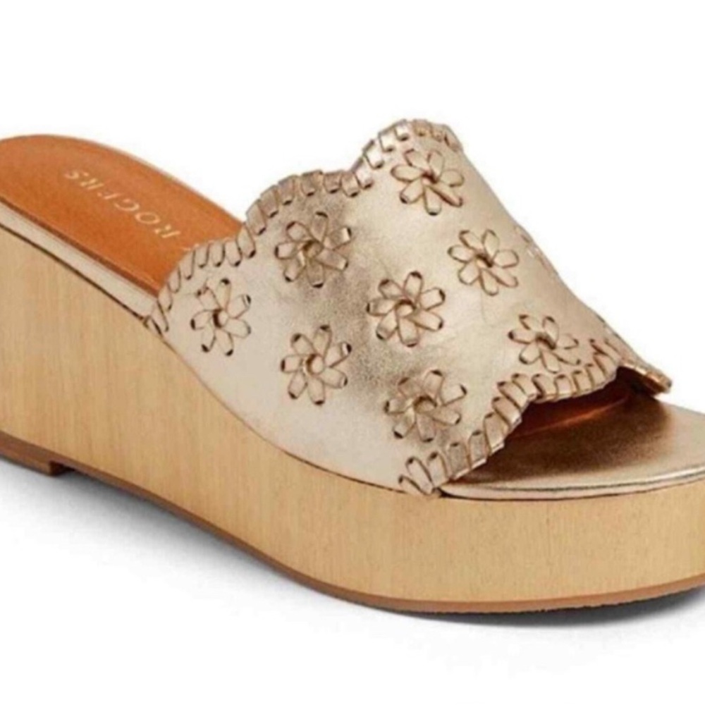 Jack Rogers Gold Wedgs